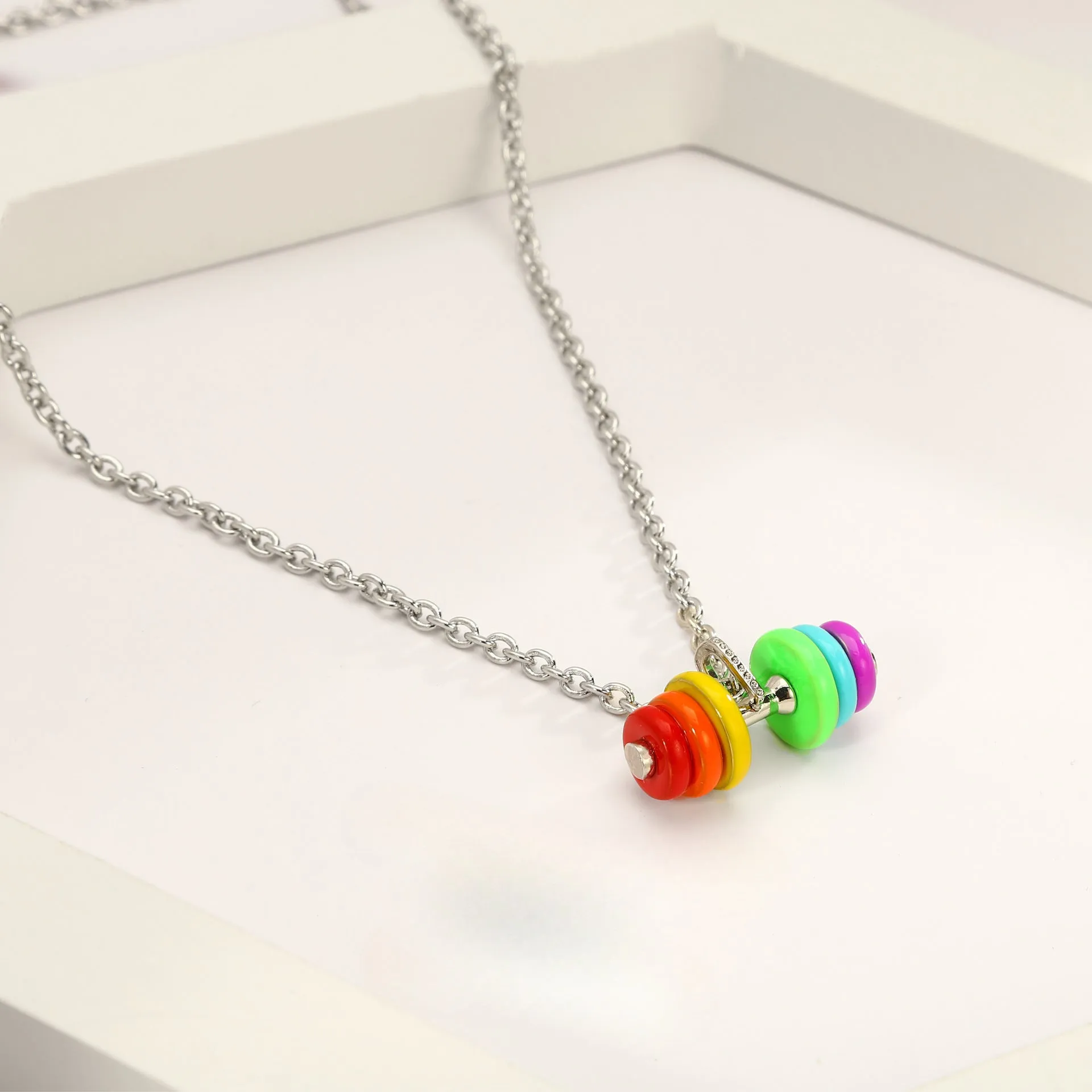 Wholesale Fashion Design Hip Hop Dumbbell Necklace