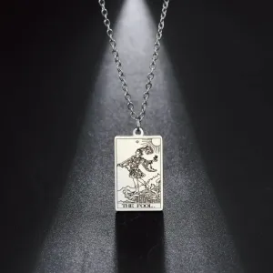 Wholesale Fashion Simple Titanium Cutting Square Plaque Hip Hop Jewelry Tarot Stainless Steel Necklaces