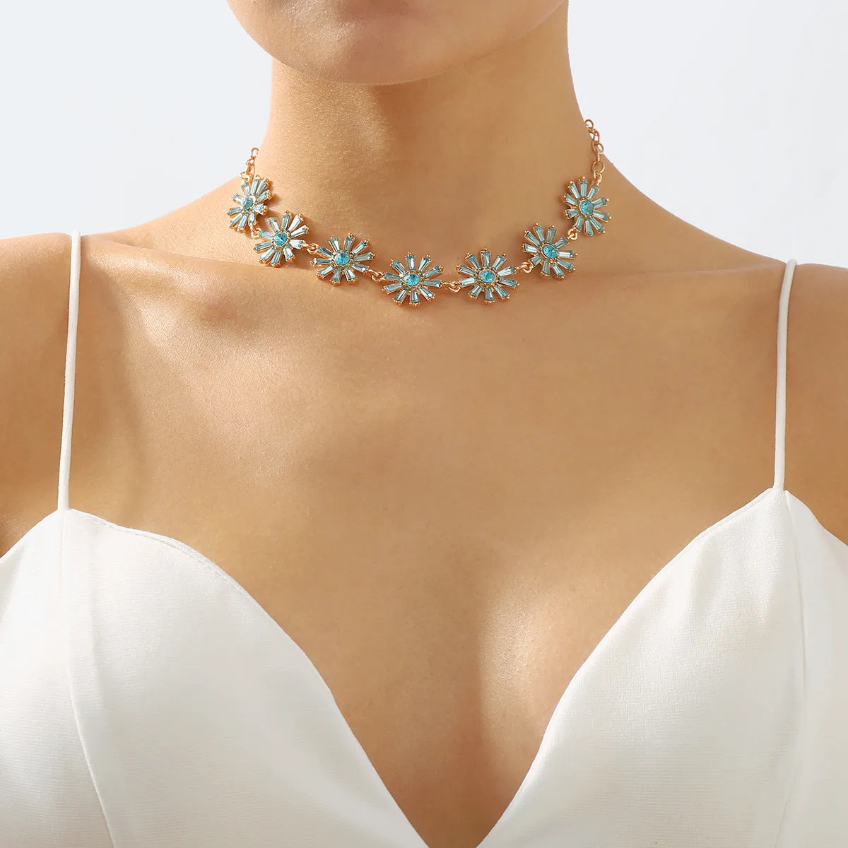 Wholesale Flower Rhinestone Necklace
