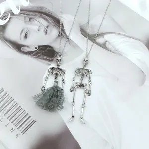 Wholesale Gothic Skeleton Skeleton Pendant Mesh Skirt Alloy Necklace