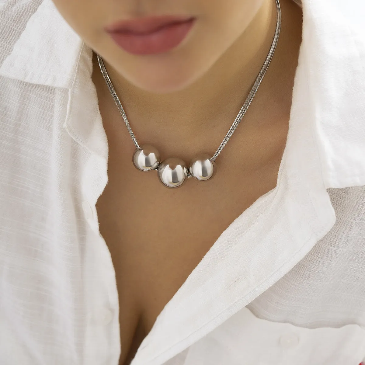 Wholesale Hip-hop Punk Chain Beaded Alloy Necklaces