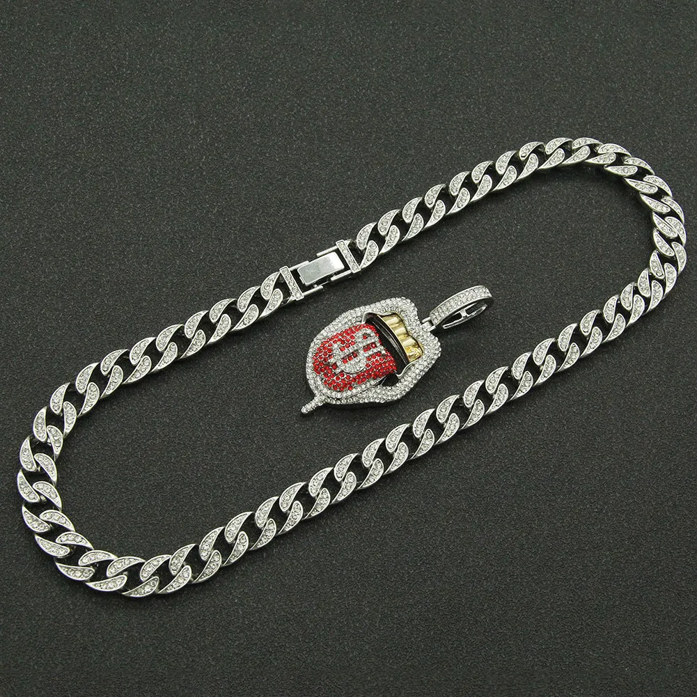 Wholesale Hip Hop Rap Rap Decorated Full Diamond Three-dimensional Dollar Tongue Pendant