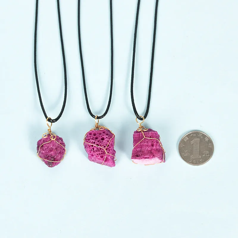 Wholesale Irregular Raw Stone Purple Cobalt Calcite Pendant Necklaces