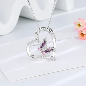 Wholesale Love Butterfly Diamond Bronze Necklaces