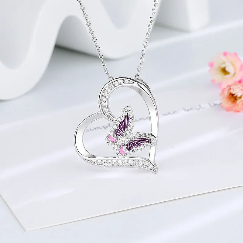 Wholesale Love Butterfly Diamond Bronze Necklaces