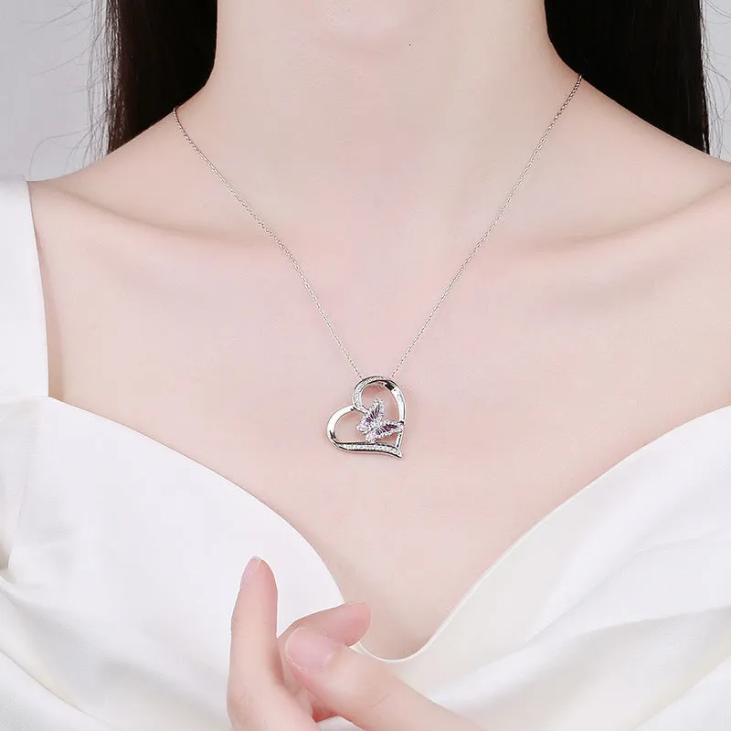 Wholesale Love Butterfly Diamond Bronze Necklaces