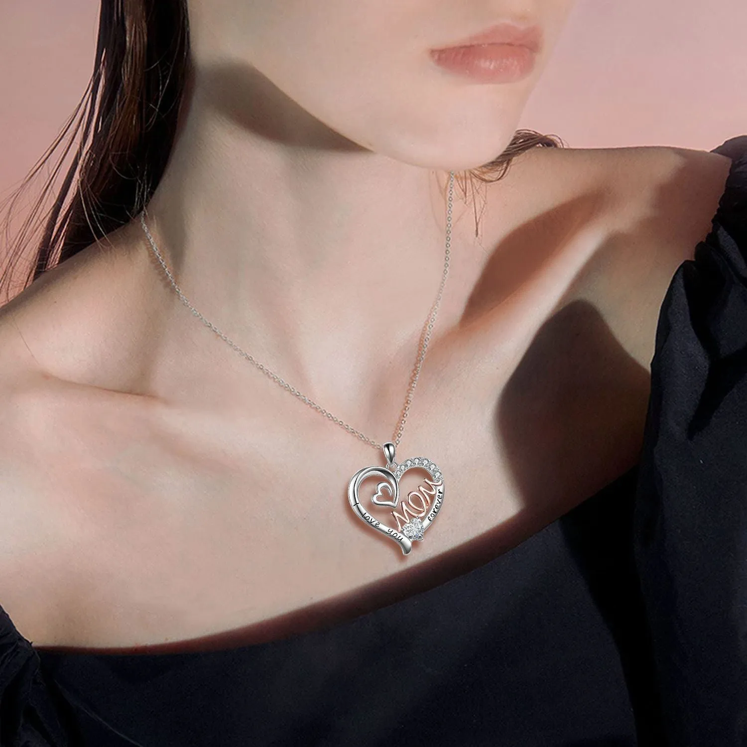 Wholesale Mother's Day Heart-shaped Mom Double Heart-shaped Letter Alloy Pendant
