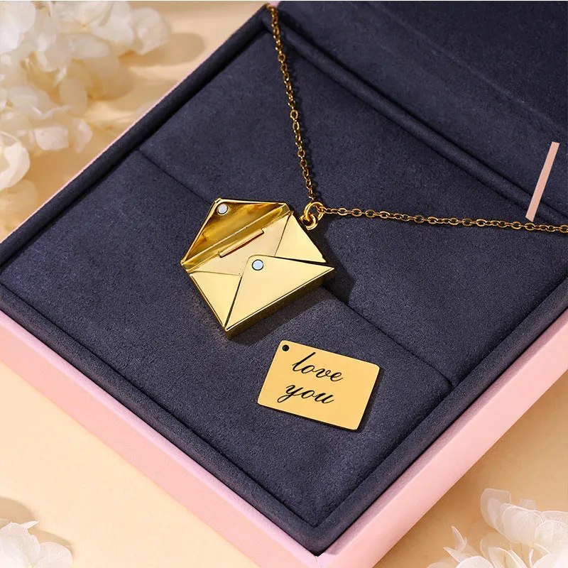 Wholesale Openable DIY Engraved Love Letter Necklace Collarbone Chain Valentine's Day Gift