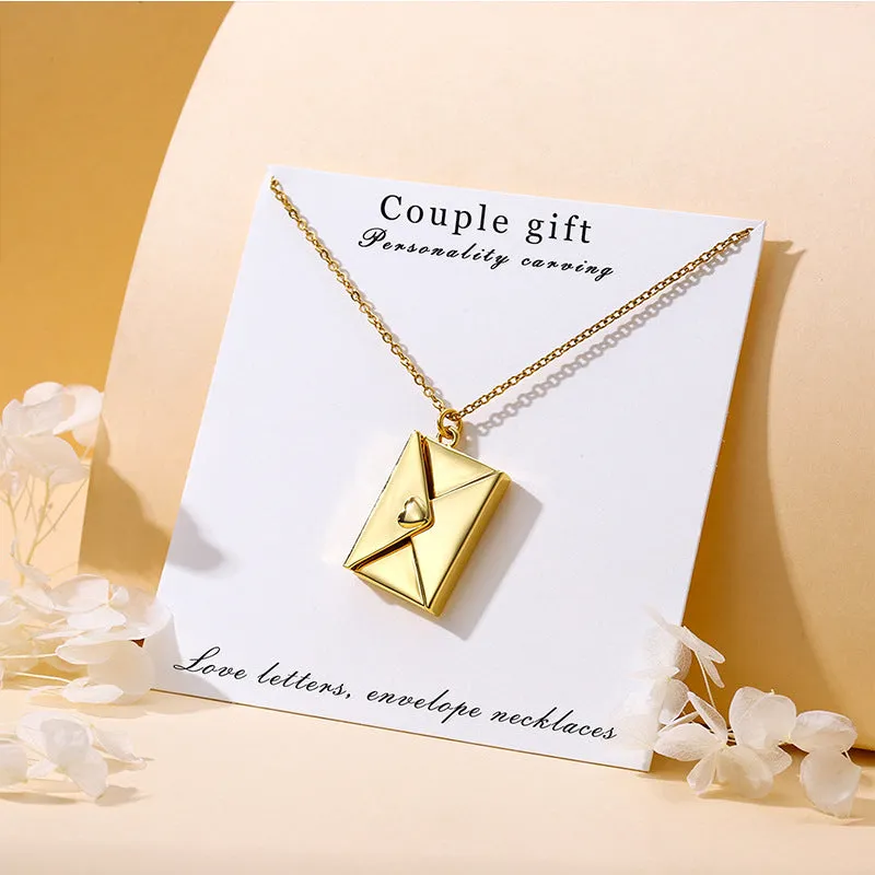 Wholesale Openable DIY Engraved Love Letter Necklace Collarbone Chain Valentine's Day Gift