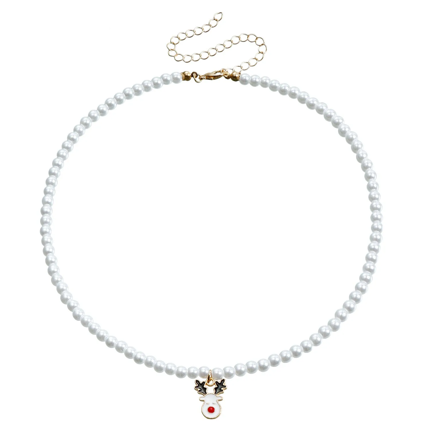 Wholesale Pearl Drop Oil Snowflake Bell Christmas Tree Necklace Sweater Chain