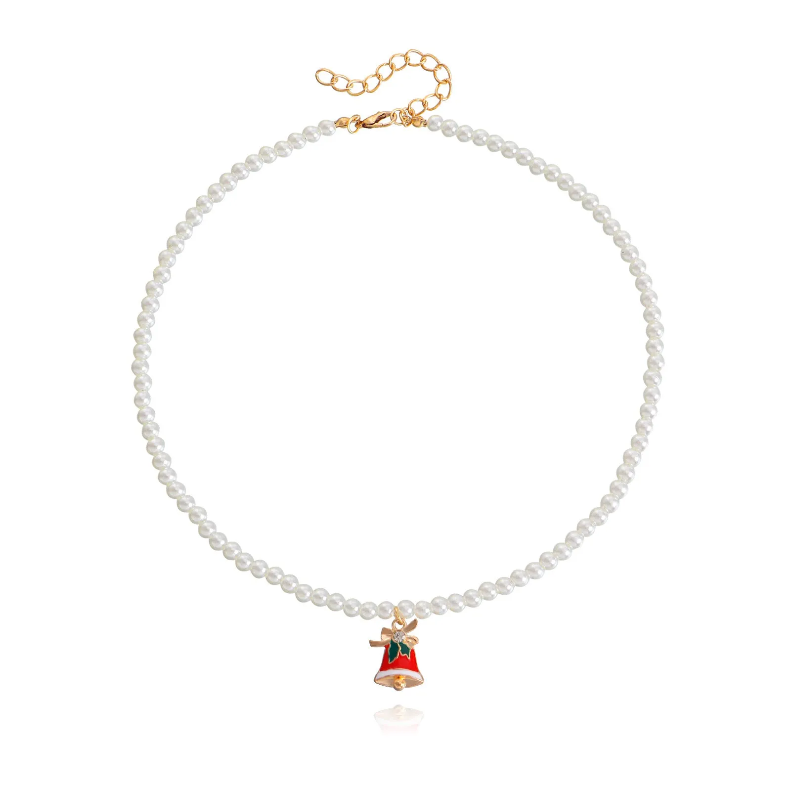 Wholesale Pearl Drop Oil Snowflake Bell Christmas Tree Necklace Sweater Chain