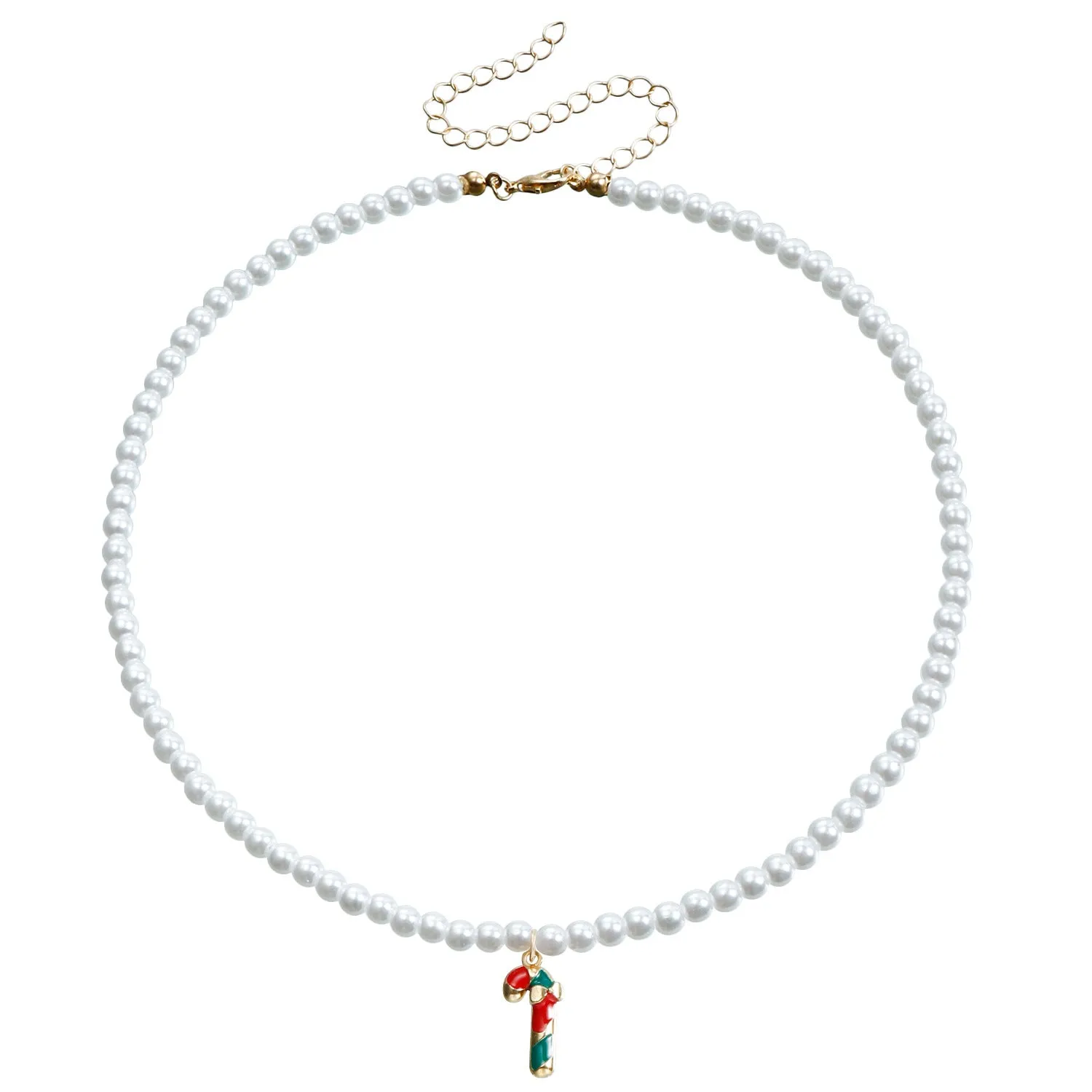Wholesale Pearl Drop Oil Snowflake Bell Christmas Tree Necklace Sweater Chain