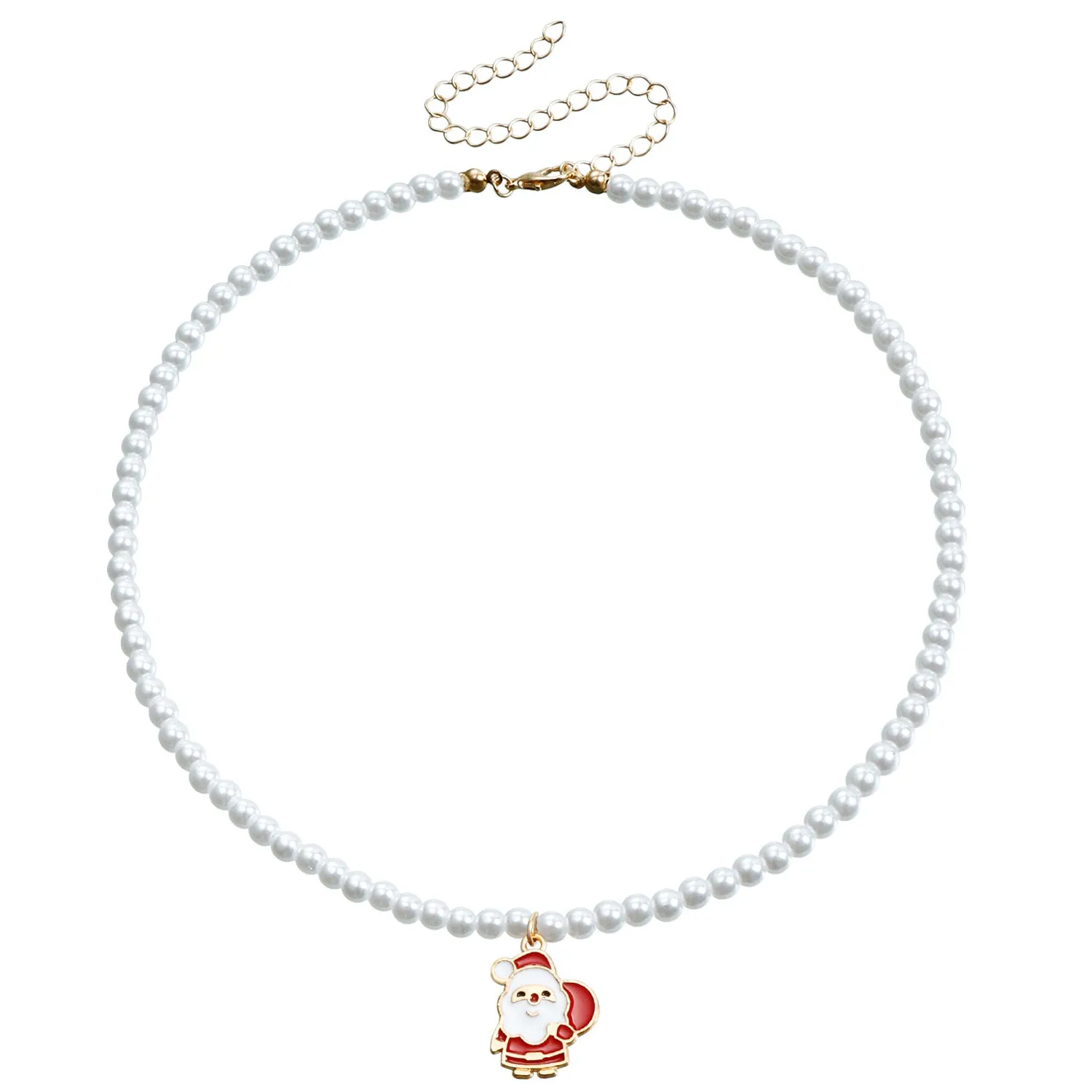 Wholesale Pearl Drop Oil Snowflake Bell Christmas Tree Necklace Sweater Chain
