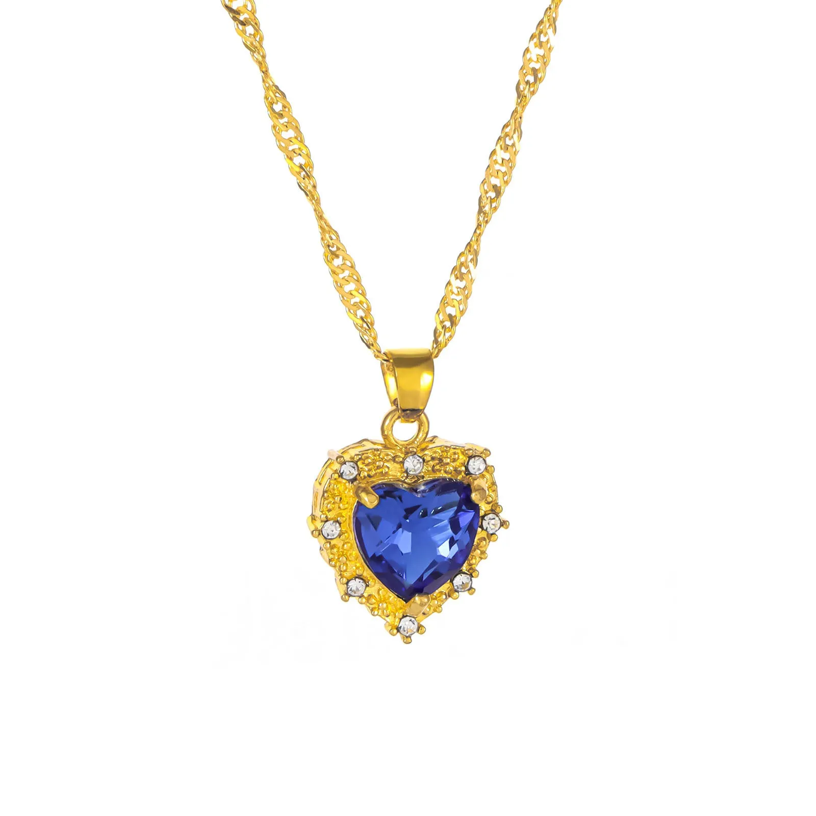 Wholesale Pink Diamond Heart Shaped Zircon Necklace