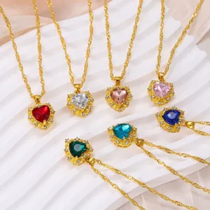Wholesale Pink Diamond Heart Shaped Zircon Necklace