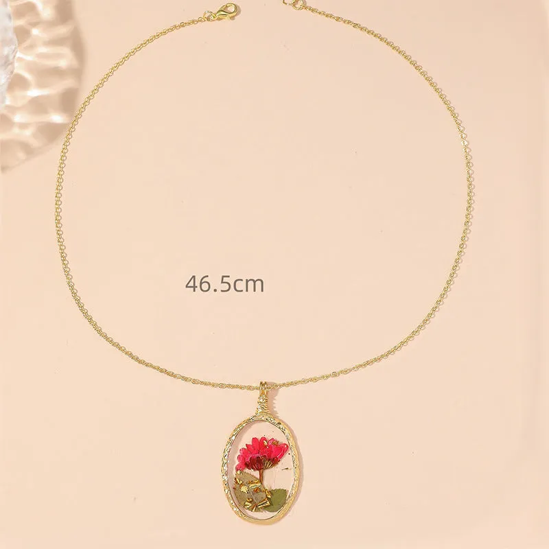 Wholesale Resin Dried Flower Handmade Epoxy Pendant Necklace