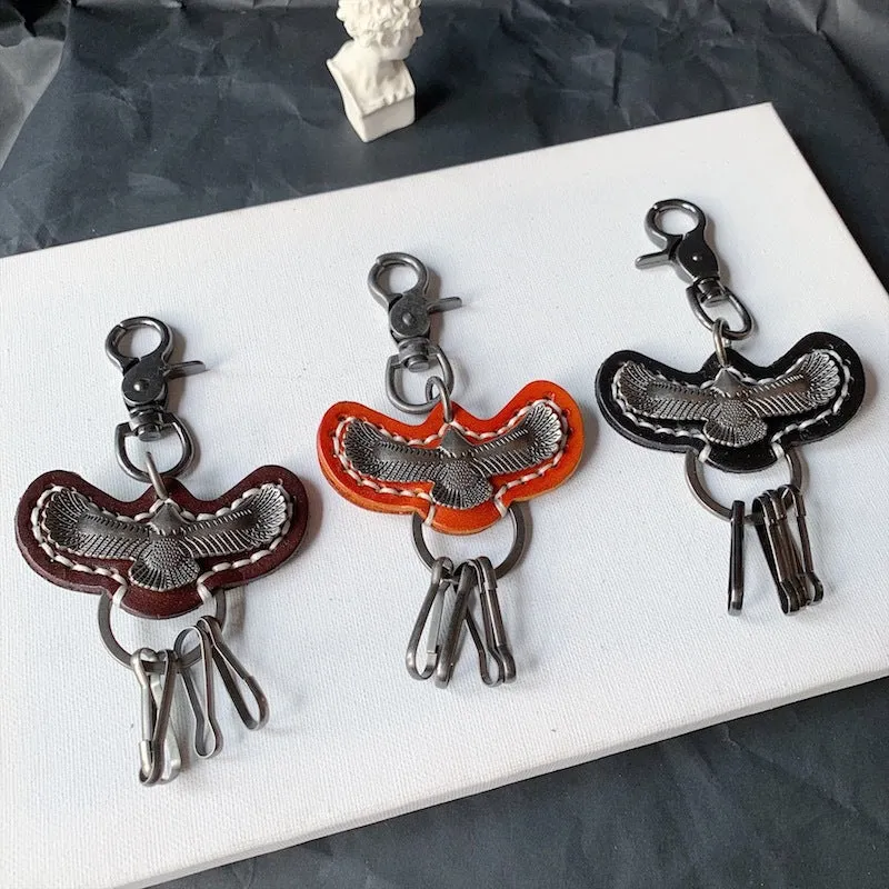 Wholesale Retro Eagle Cowhide Keychains