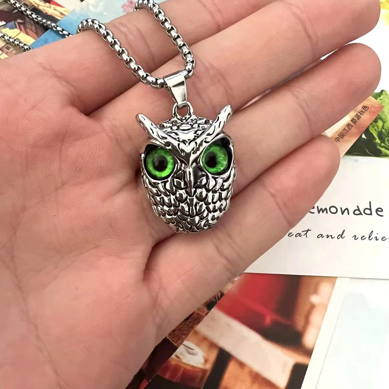 Wholesale Retro Punk Style Owl Necklace Sweater Chain