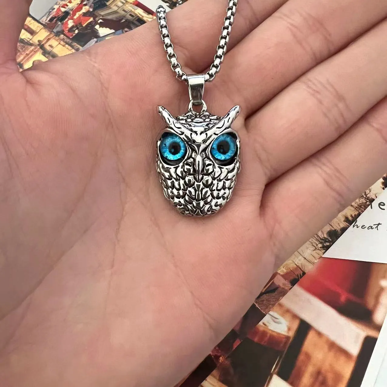 Wholesale Retro Punk Style Owl Necklace Sweater Chain