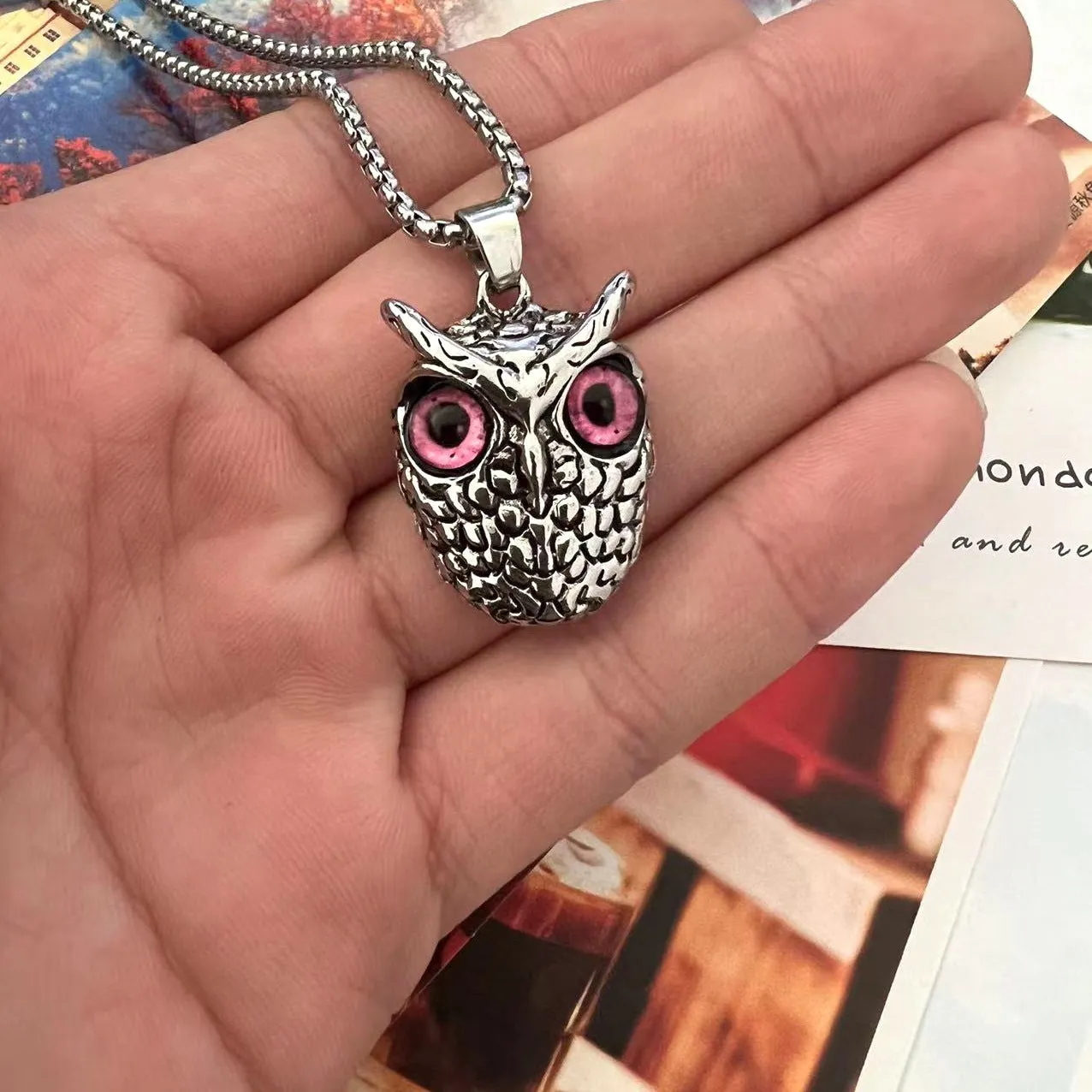 Wholesale Retro Punk Style Owl Necklace Sweater Chain