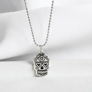 Wholesale S925 Sterling Silver Retro Hipster Skull Clavicle Necklace