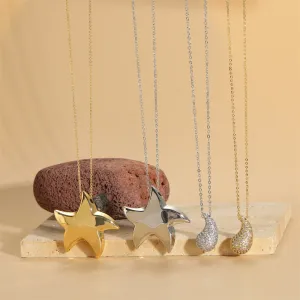 Wholesale Special Shaped Pentagram Water Drop Pendant Necklace