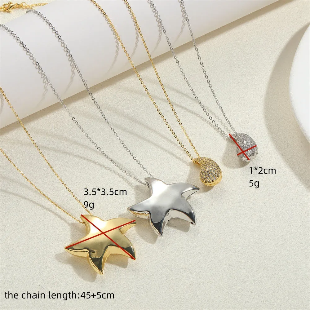 Wholesale Special Shaped Pentagram Water Drop Pendant Necklace