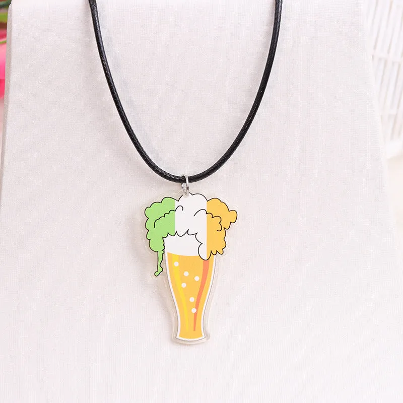 Wholesale St. Patrick's Day Beer Shamrock Rainbow Hat Pipe Necklace