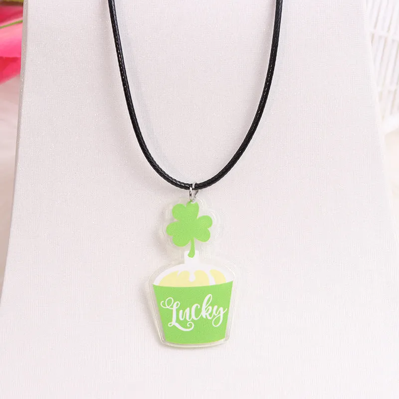 Wholesale St. Patrick's Day Beer Shamrock Rainbow Hat Pipe Necklace