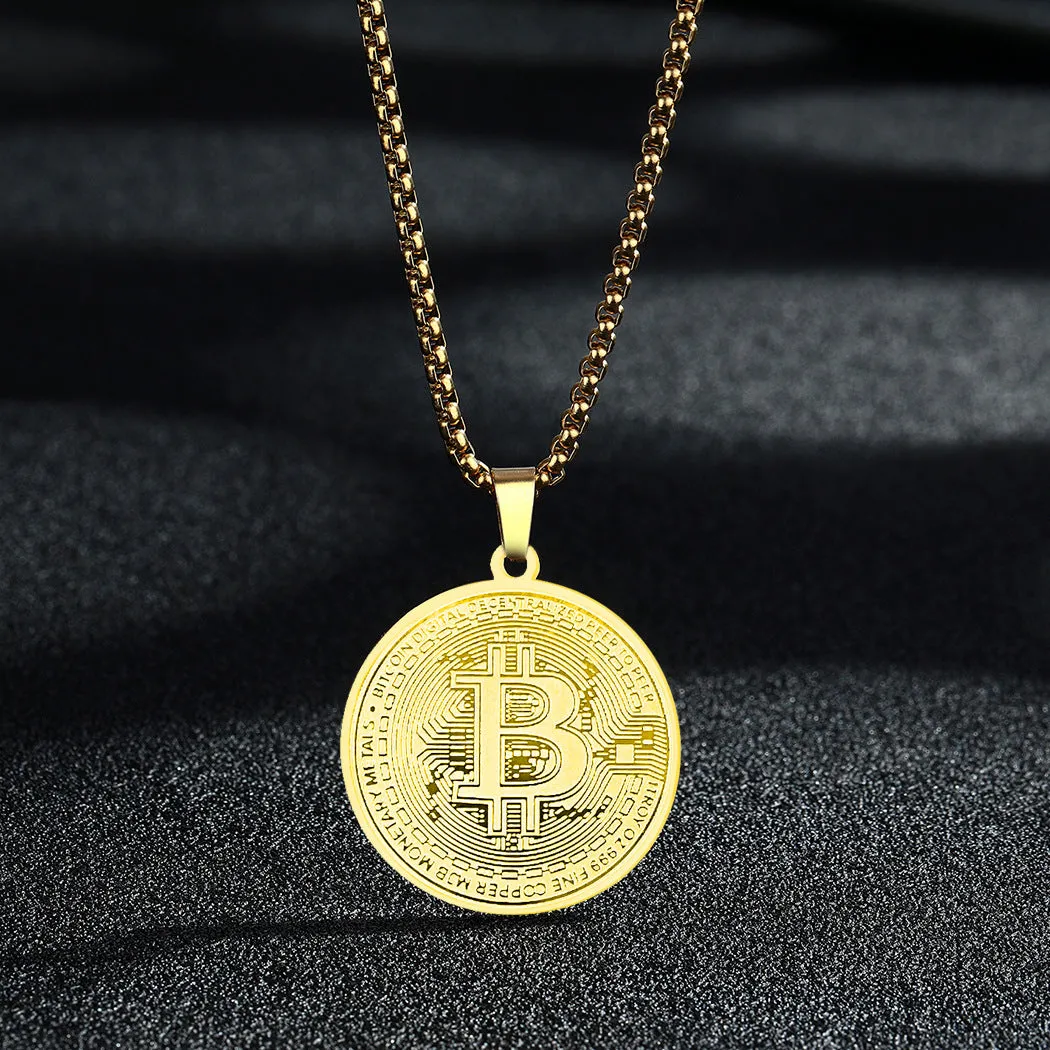 Wholesale Stainless Steel Bitcoin Pendant Necklace