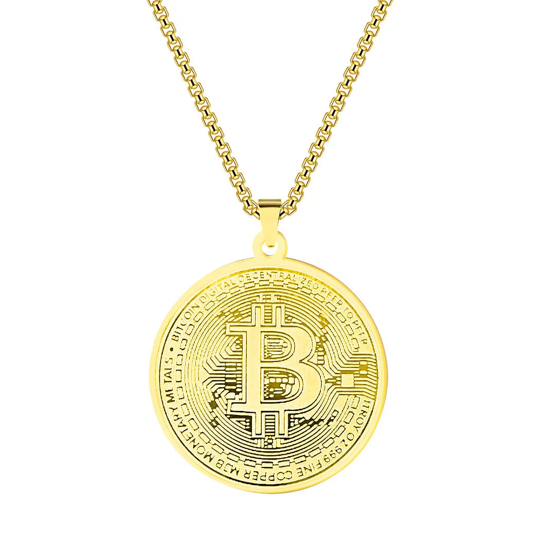 Wholesale Stainless Steel Bitcoin Pendant Necklace