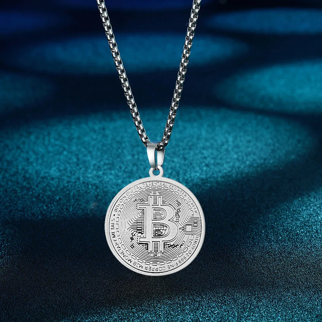 Wholesale Stainless Steel Bitcoin Pendant Necklace