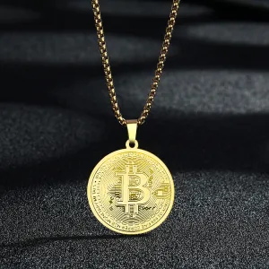 Wholesale Stainless Steel Bitcoin Pendant Necklace