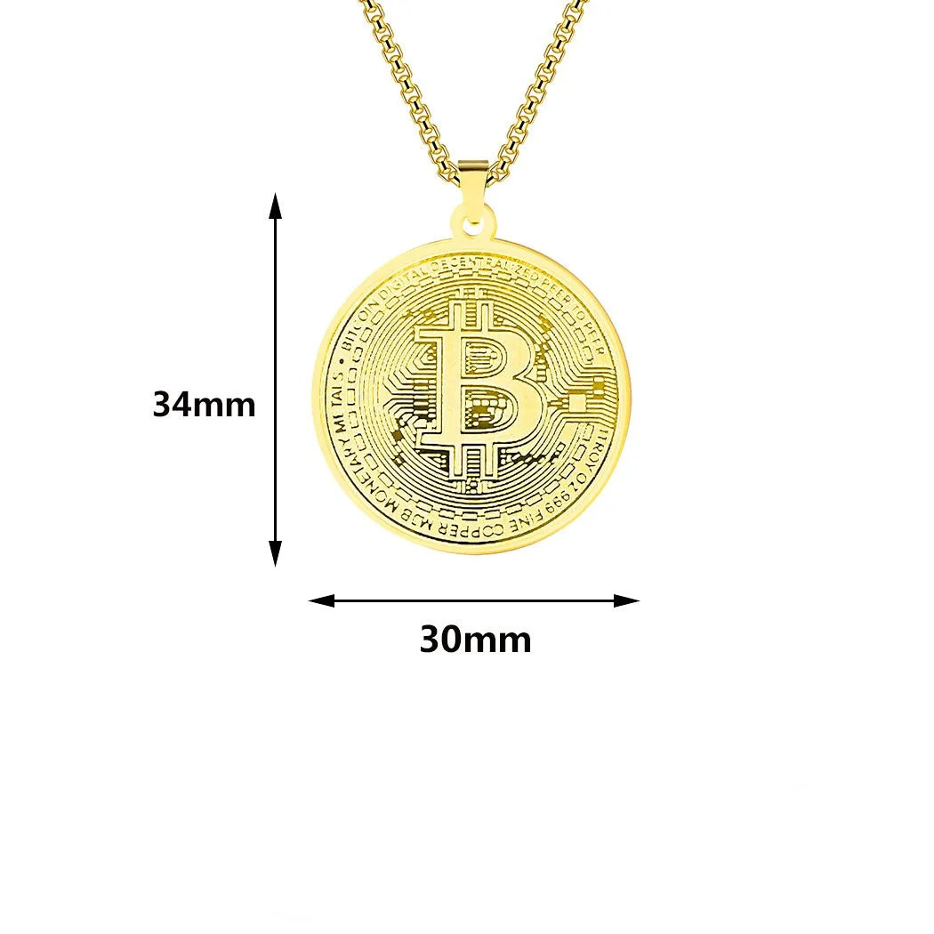 Wholesale Stainless Steel Bitcoin Pendant Necklace