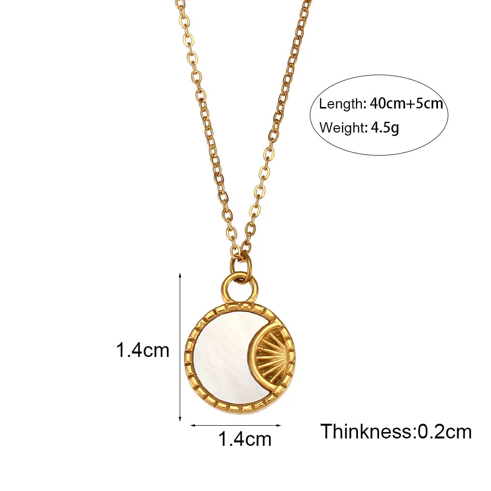 Wholesale Stainless Steel Shell Moon Medallion Necklace