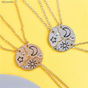 Wholesale Sun, Moon and Stars Stitching Good Friends Diamond Necklace