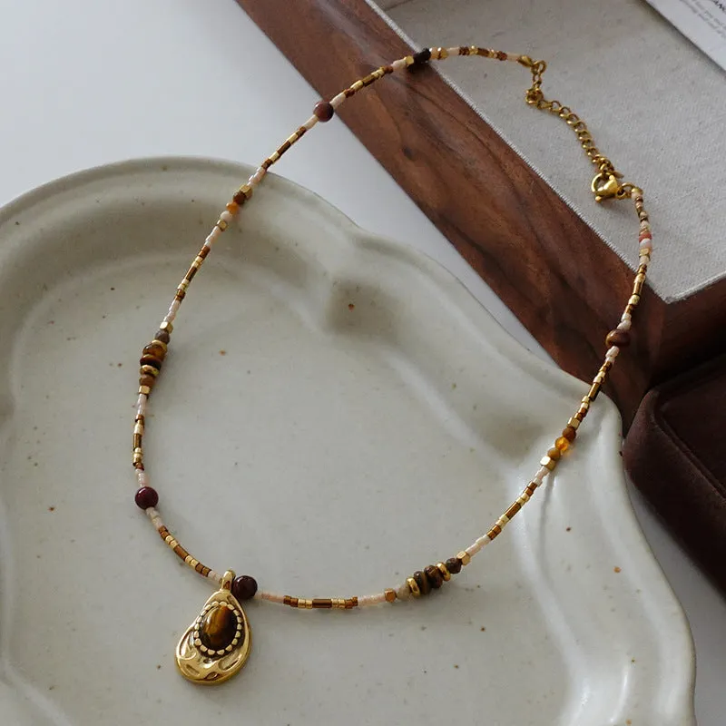 Wholesale Sunflower Natural Stone Alloy Necklaces