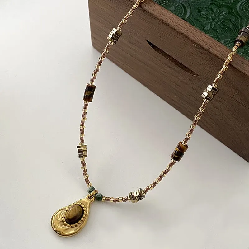 Wholesale Sunflower Natural Stone Alloy Necklaces
