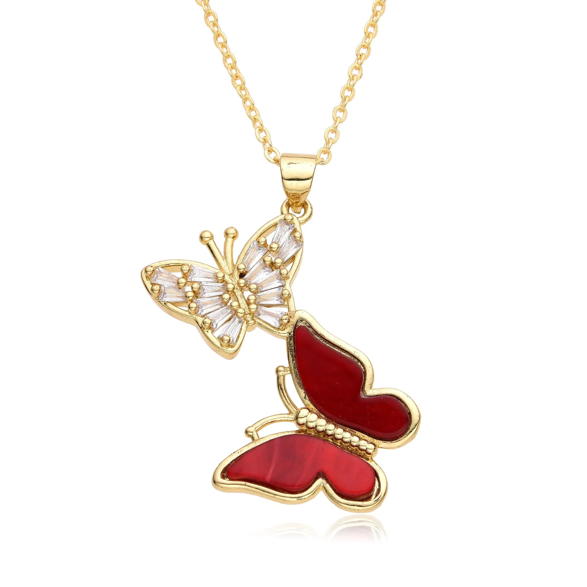 Wholesale Two Butterflies Creative Color Necklace