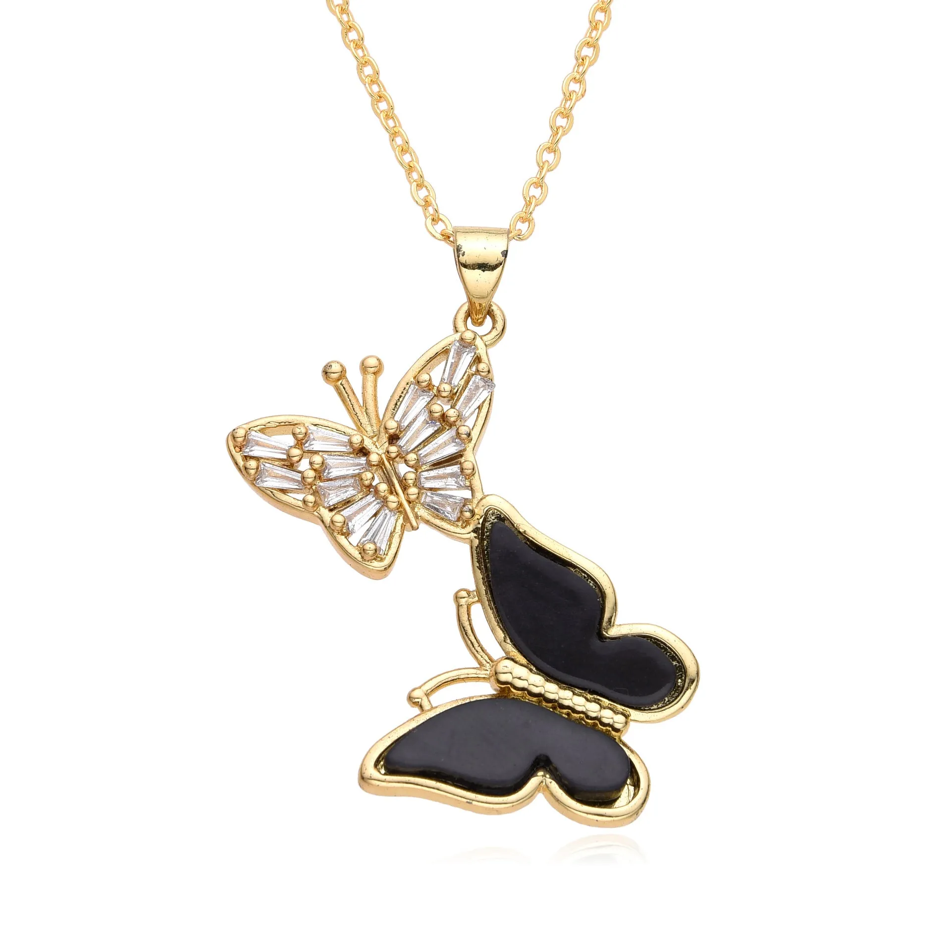 Wholesale Two Butterflies Creative Color Necklace