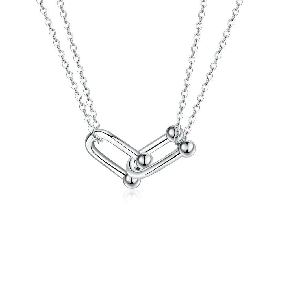 Wholesale Valentine's Day Double Ring Horseshoe Buckle Necklace