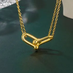 Wholesale Valentine's Day Double Ring Horseshoe Buckle Necklace
