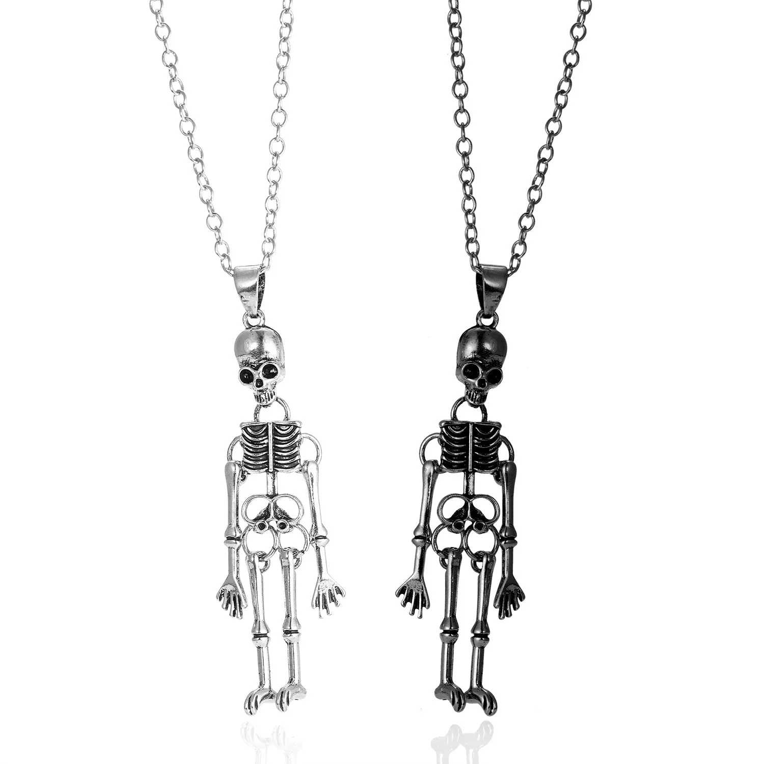 Wholesale Vintage Skeleton Ghost Love Magnetic Suction Handle Pendant Alloy Necklace