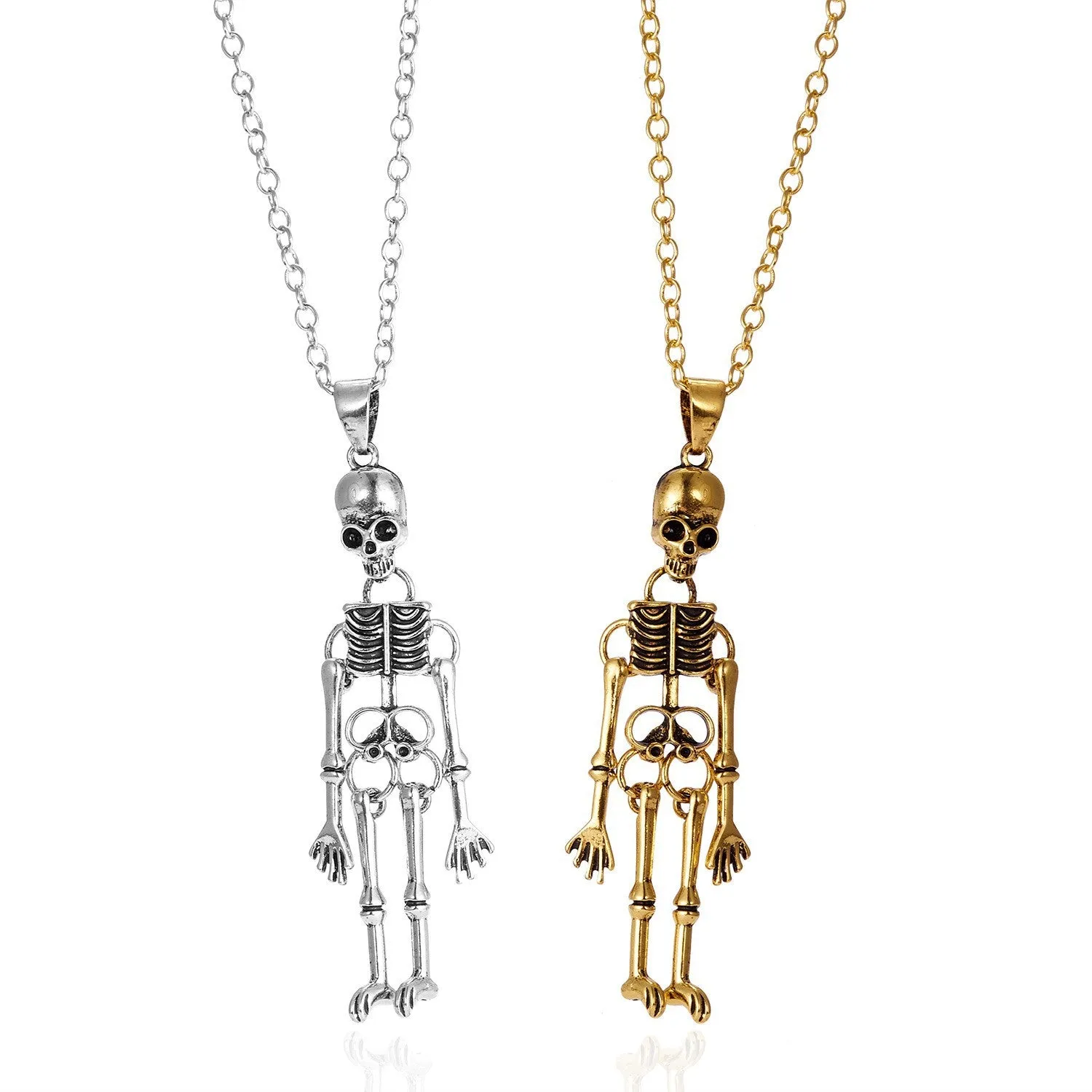 Wholesale Vintage Skeleton Ghost Love Magnetic Suction Handle Pendant Alloy Necklace