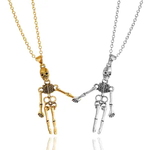 Wholesale Vintage Skeleton Ghost Love Magnetic Suction Handle Pendant Alloy Necklace