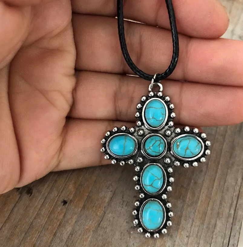 Wholesale Vintage Turquoise Cross Necklace