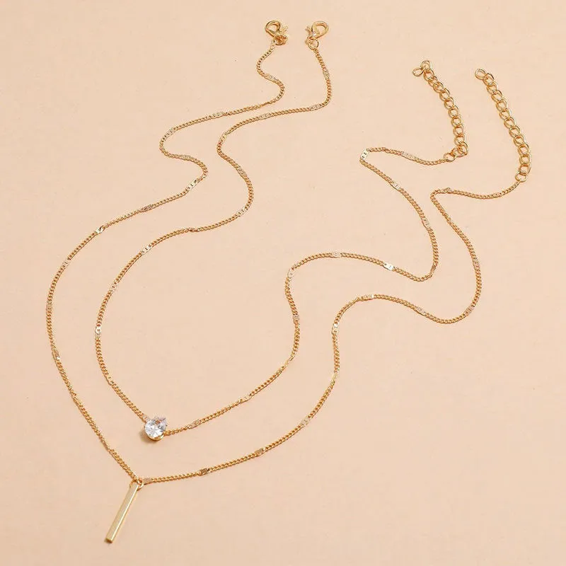 Wholesale Waterdrop Double Layer Metal Necklaces