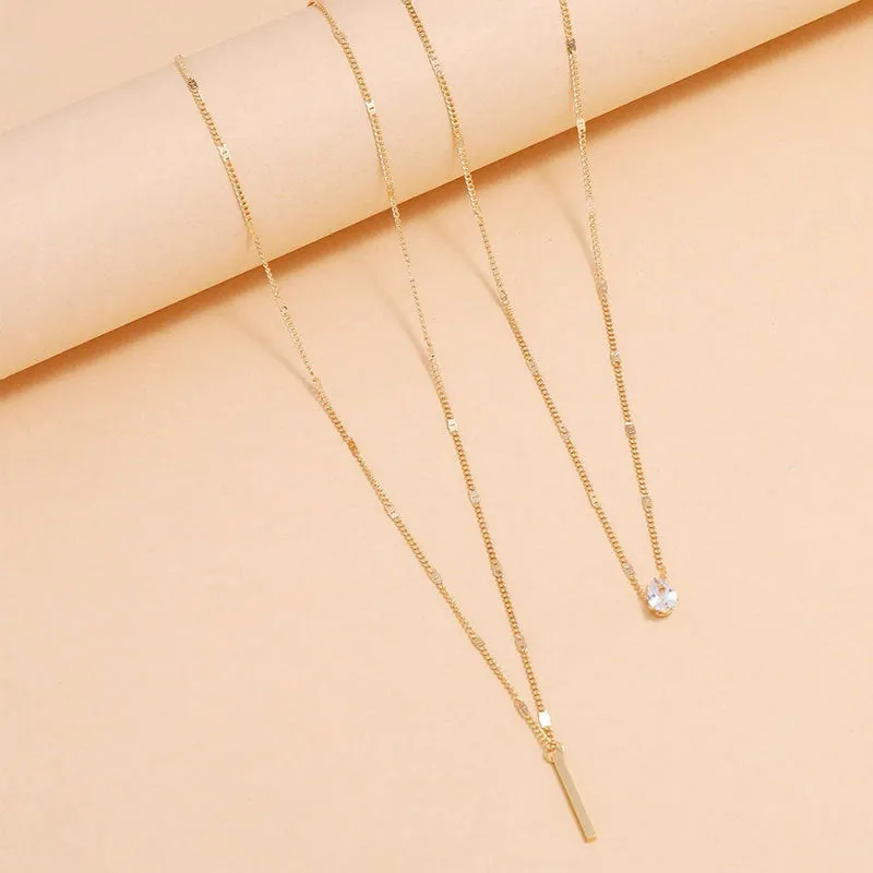Wholesale Waterdrop Double Layer Metal Necklaces