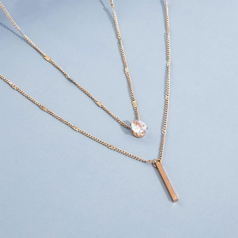 Wholesale Waterdrop Double Layer Metal Necklaces