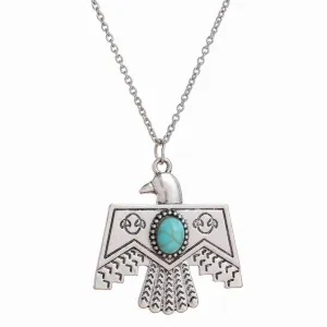 Wholesale Western Denim Alloy Turquoise Eagle Necklace